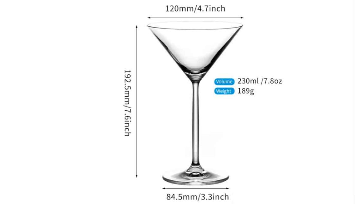 Cocktail Glass Size