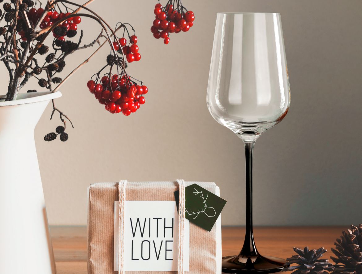 crystal red wine glass